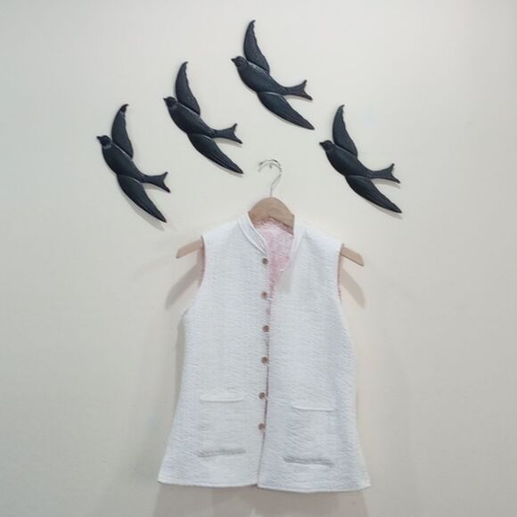 Vintage Handmade Quilted Cotton Reversible Vest - L - Picture 3 of 11